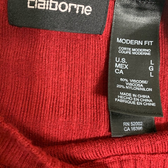 Claiborne Men Large Sweater Res Black Gray Stripes Accent Modern Fit - Picture 3 of 5